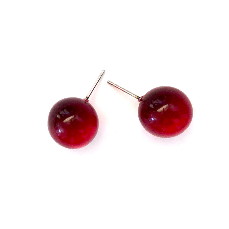 red transparent earrings