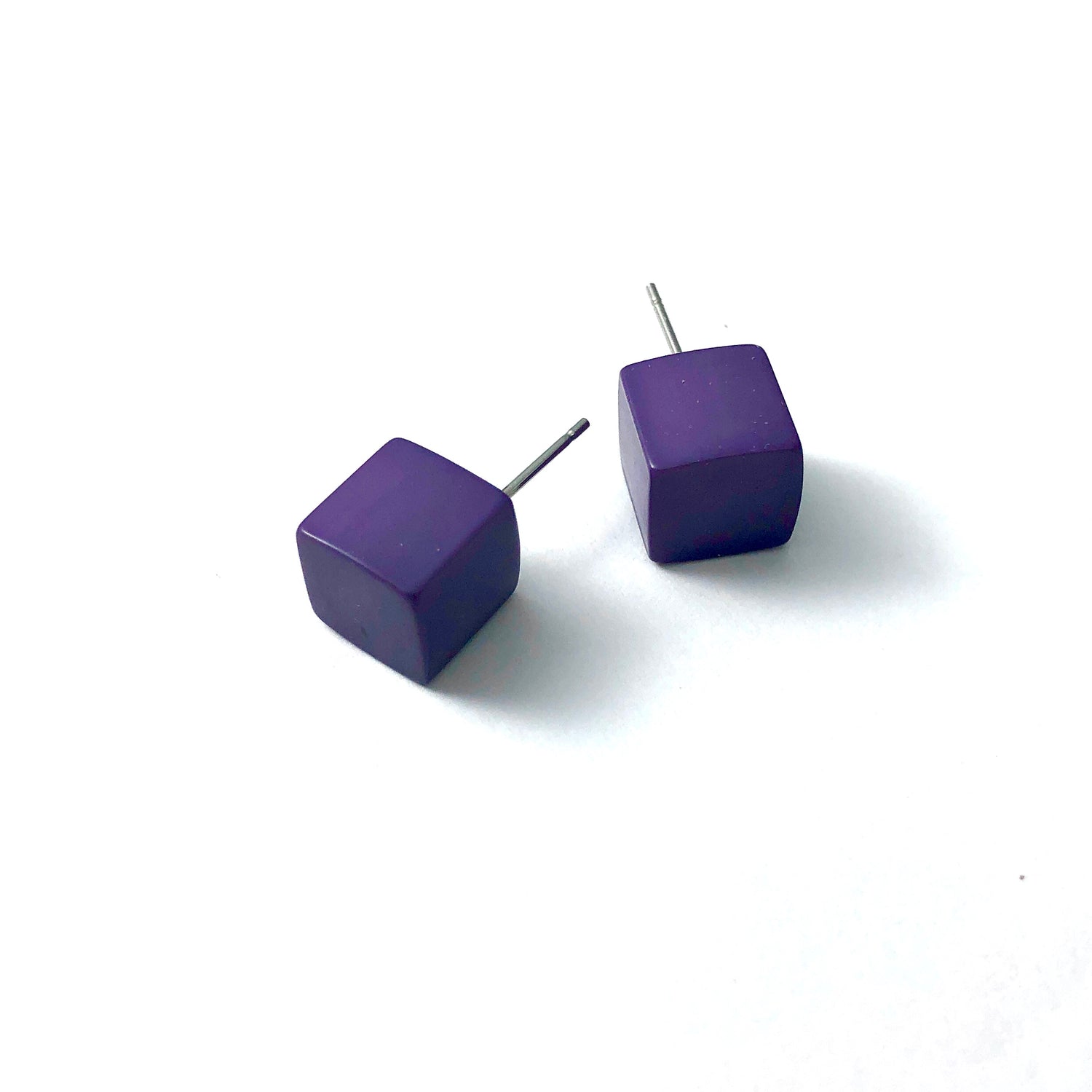 purple cube earrings