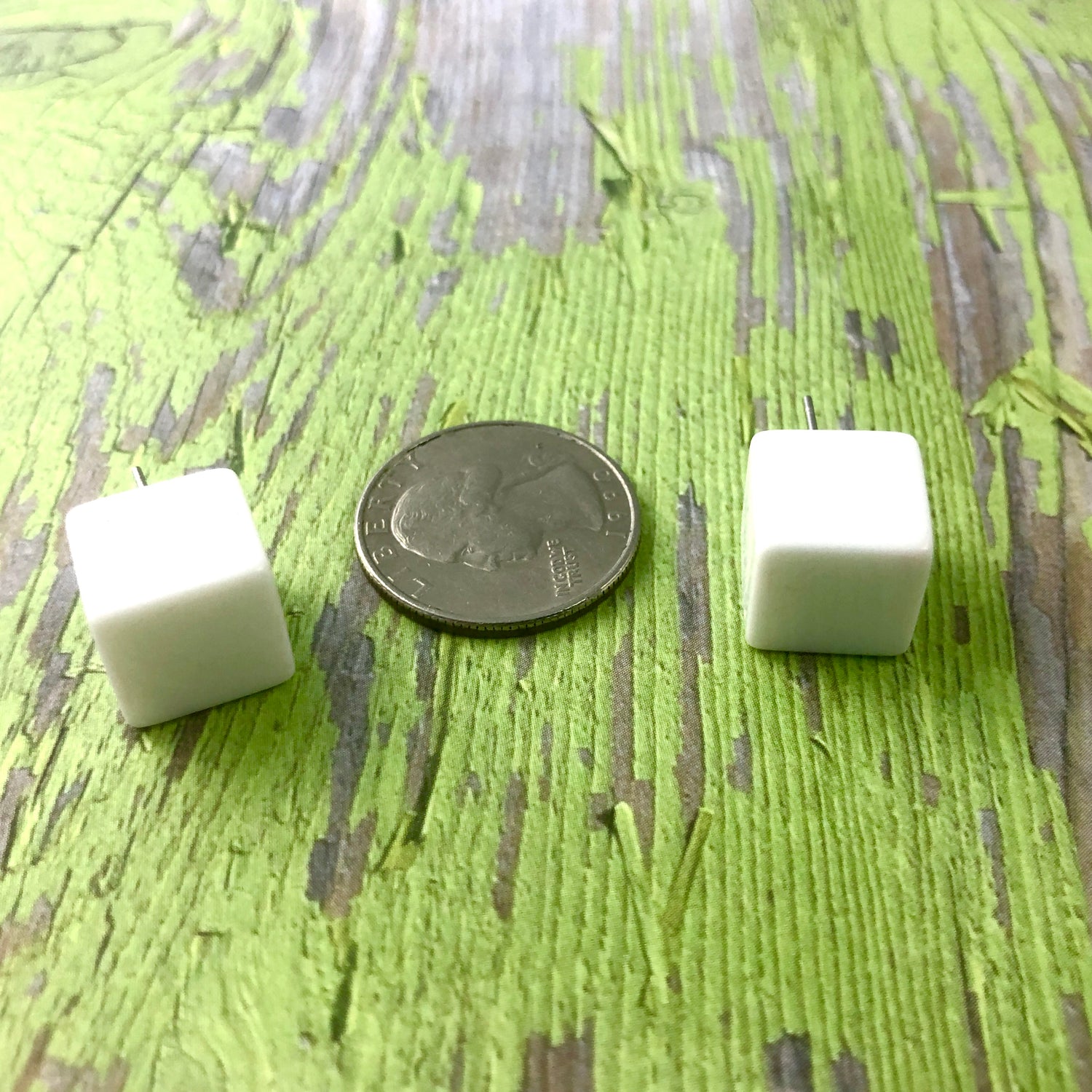 White Jumbo Cube Stud Earrings