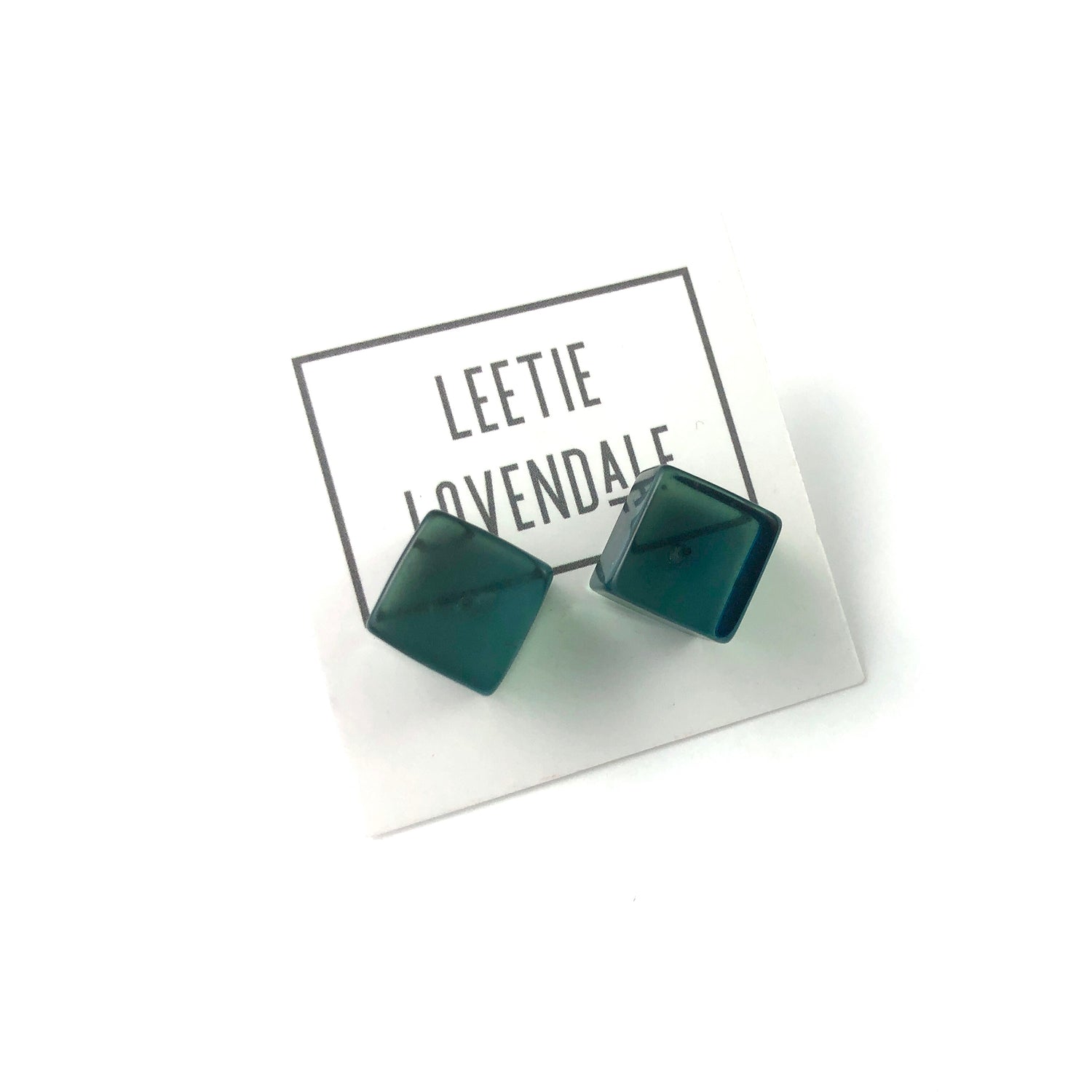 Emerald Green Transparent Jumbo Cube Stud Earrings