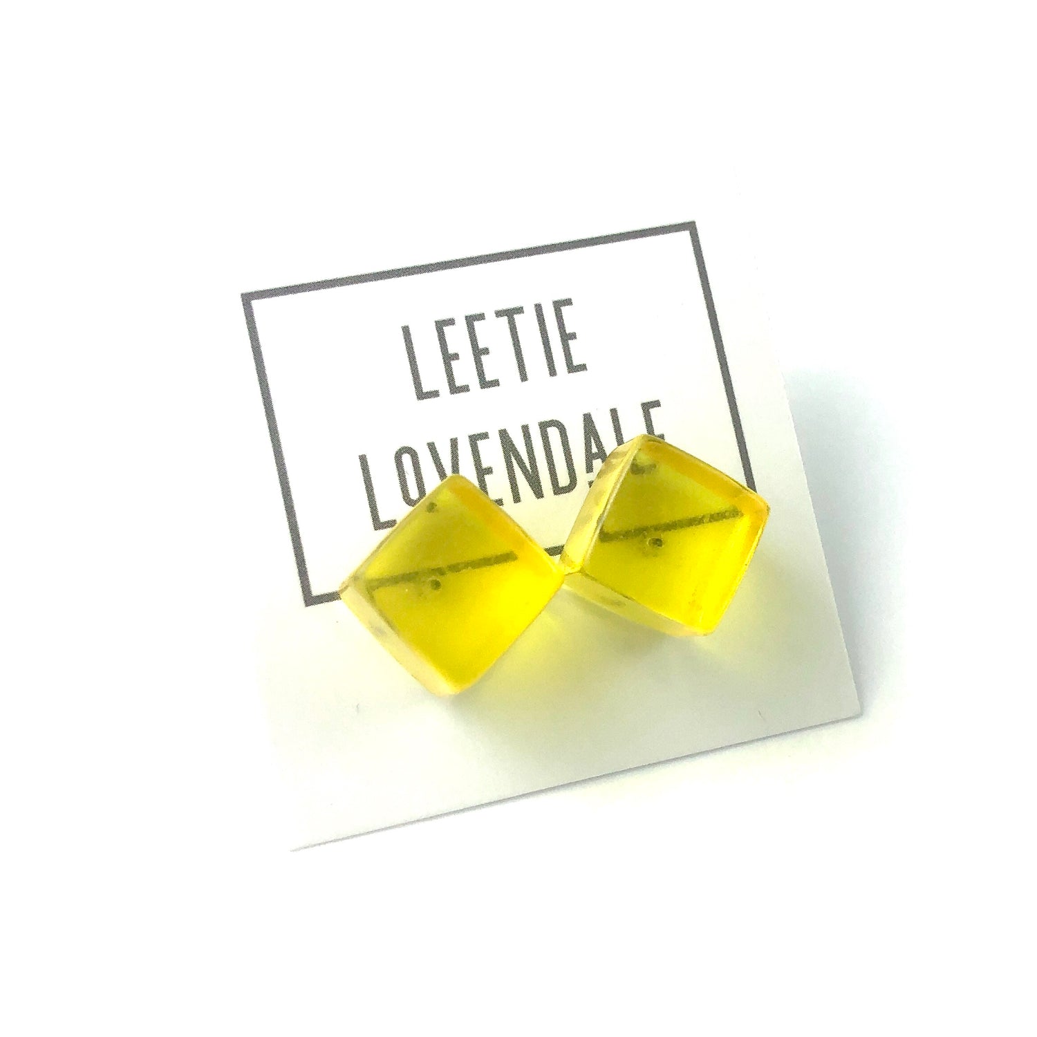 Sunshine Yellow Transparent Jumbo Cube Stud Earrings
