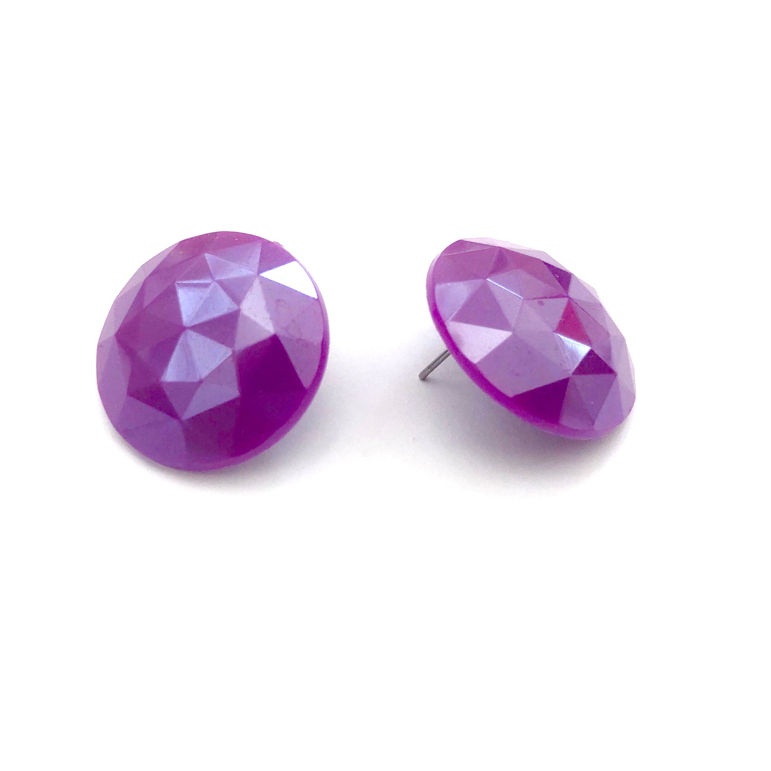 faceted violet earrings