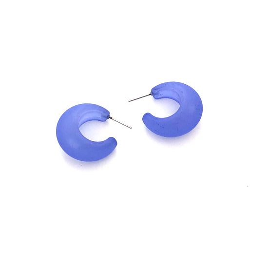 Periwinkle Frosted Chunky Snail Shell Hoop Earrings