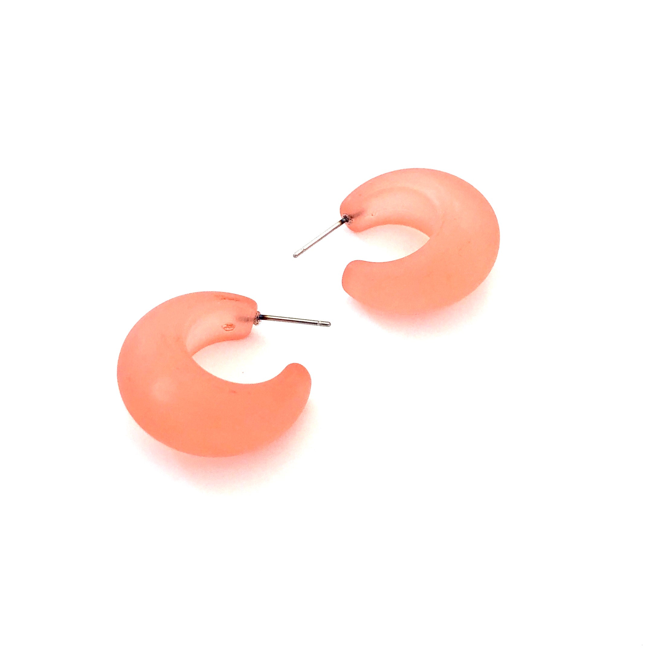 Coral Frosted Chunky Snail Shell Hoop Earrings