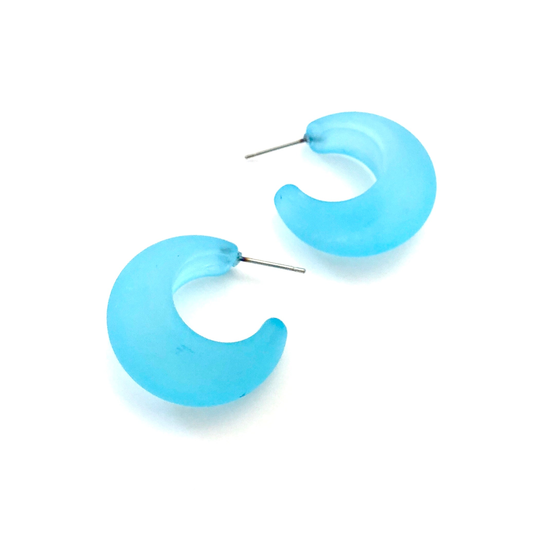 Turquoise Frosted Chunky Snail Shell Hoop Earrings