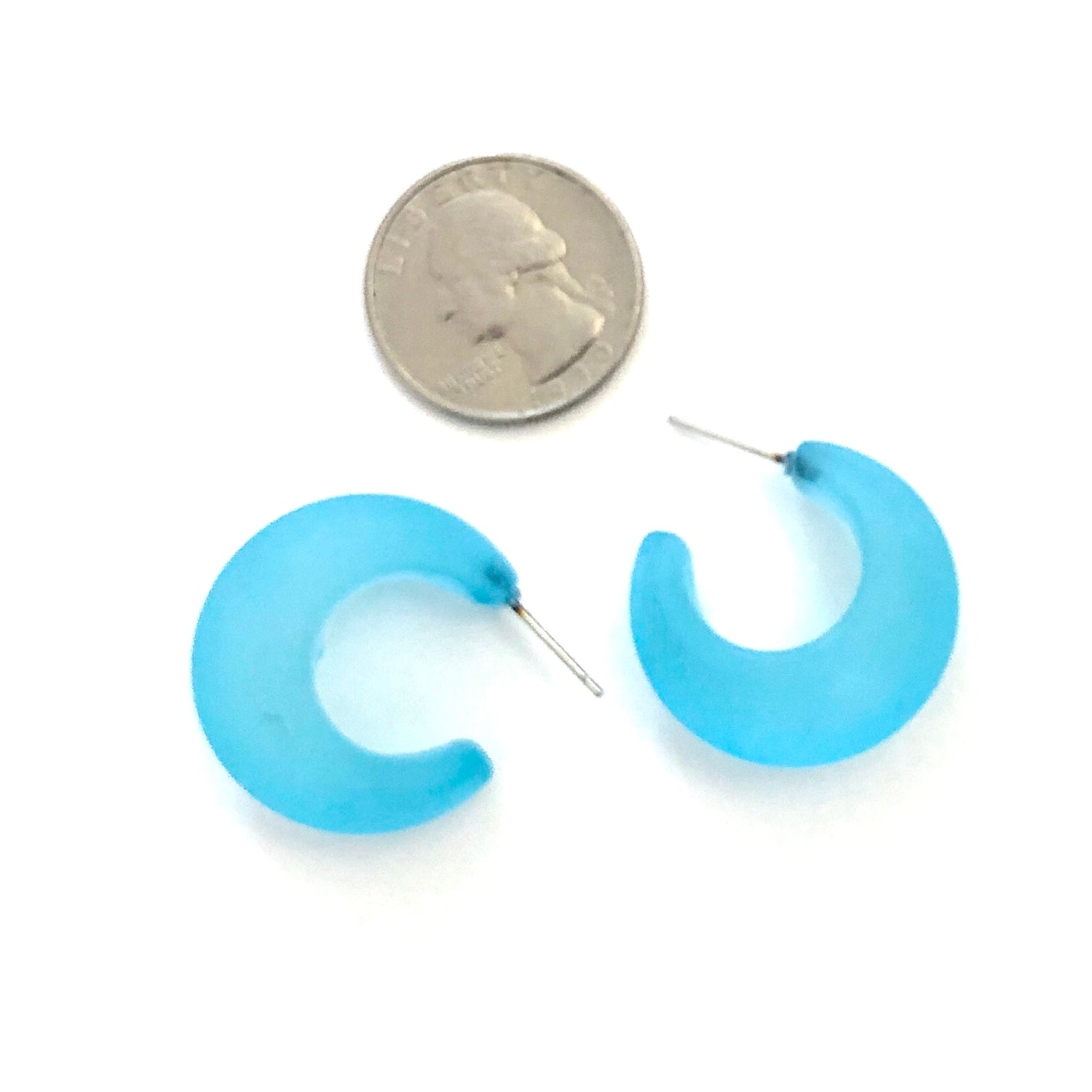 Turquoise Frosted Chunky Snail Shell Hoop Earrings