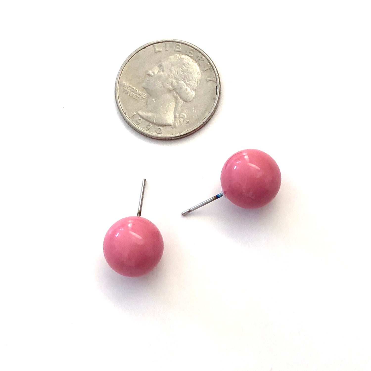 Bubblegum Pink Ball Stud Earrings