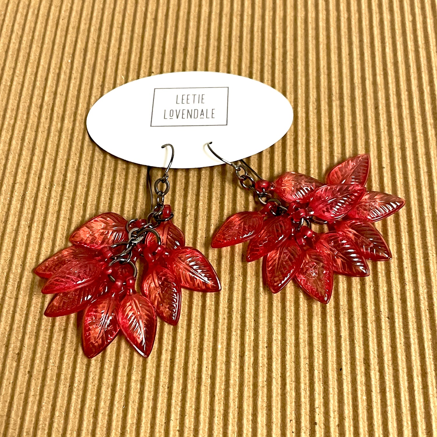 Mystic Pink Leaf Cluster Drop Earrings