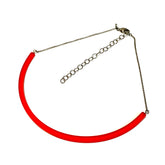 red lucite and chain necklace