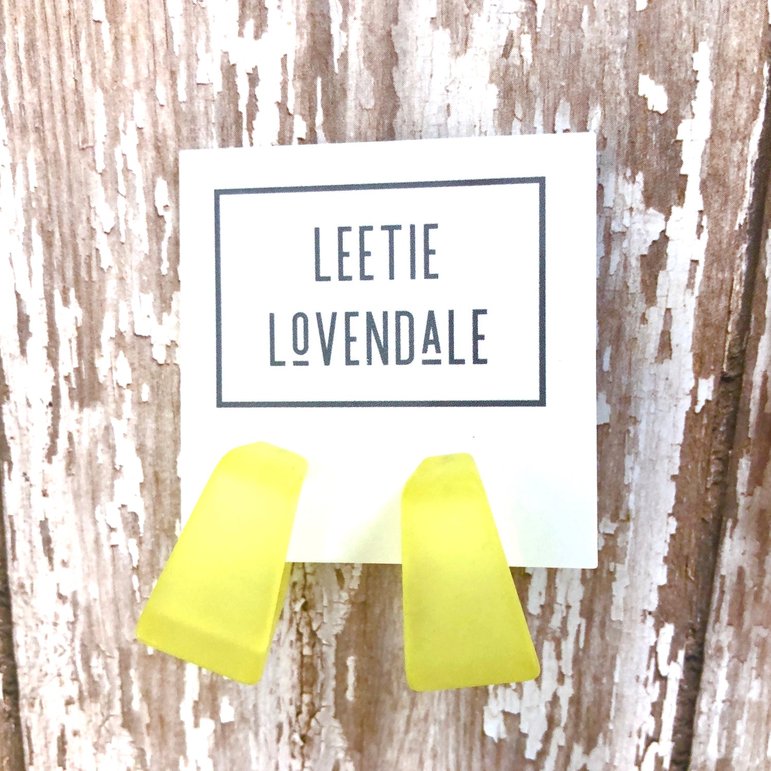 Lemon Yellow Wide Cubist Square Frosted Hoop Earrings