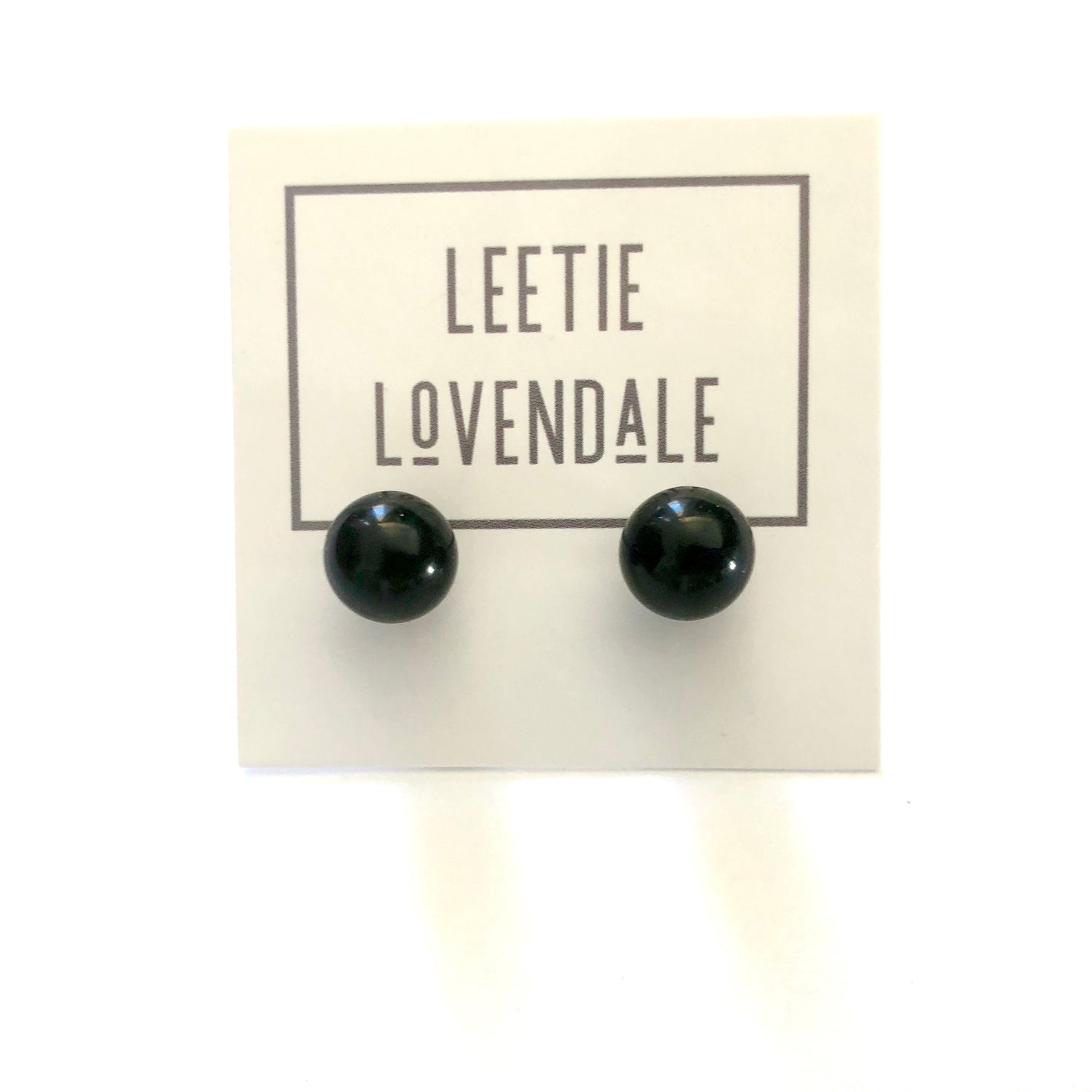 Black Petite Lucite Ball Stud Earrings