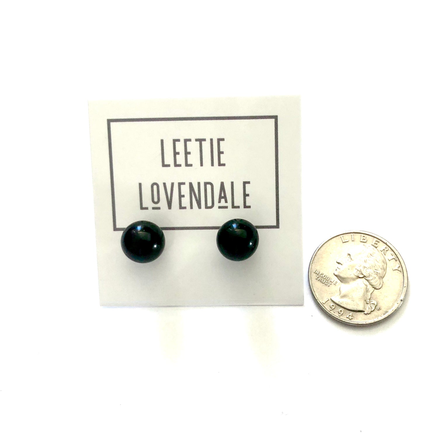 Black Petite Lucite Ball Stud Earrings