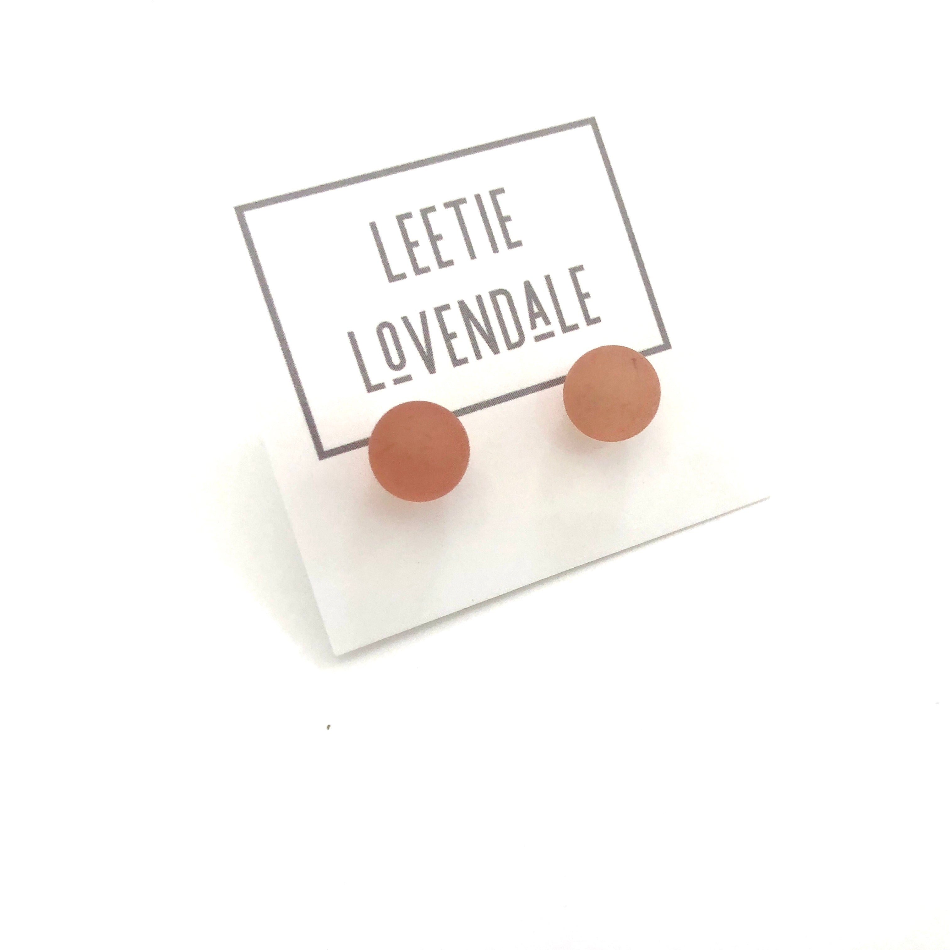 Burnt Coral Petite Frosted Lucite Ball Stud Earrings