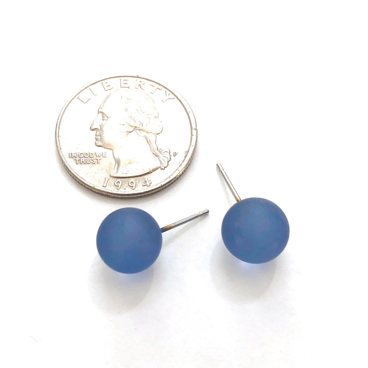 denim blue stud earrings