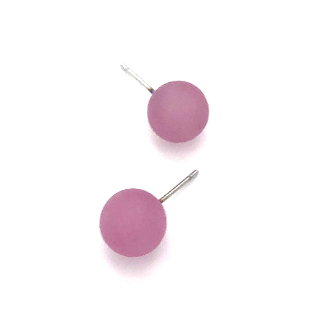 Amethyst Petite Frosted Lucite Ball Stud Earrings