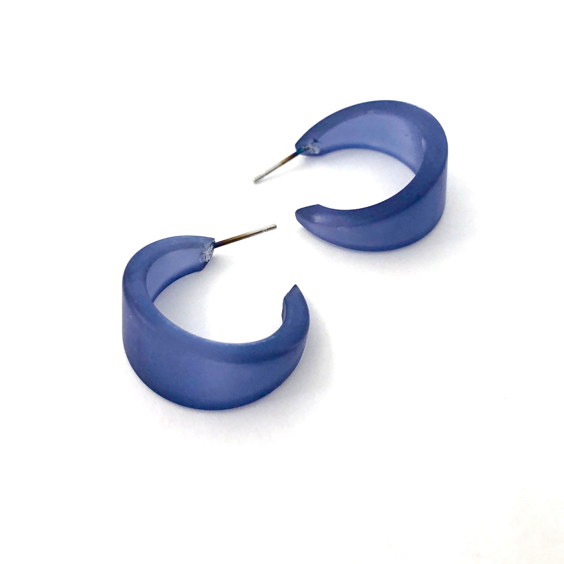 Denim Blue Frosted Small Marilyn Hoop Earrings