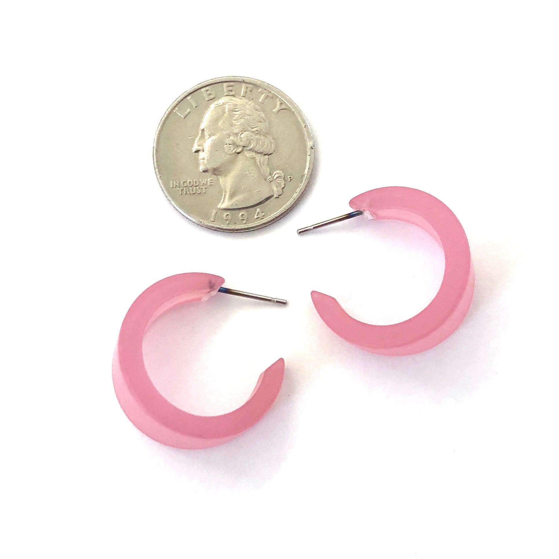 Petal Pink Frosted Small Marilyn Hoop Earrings