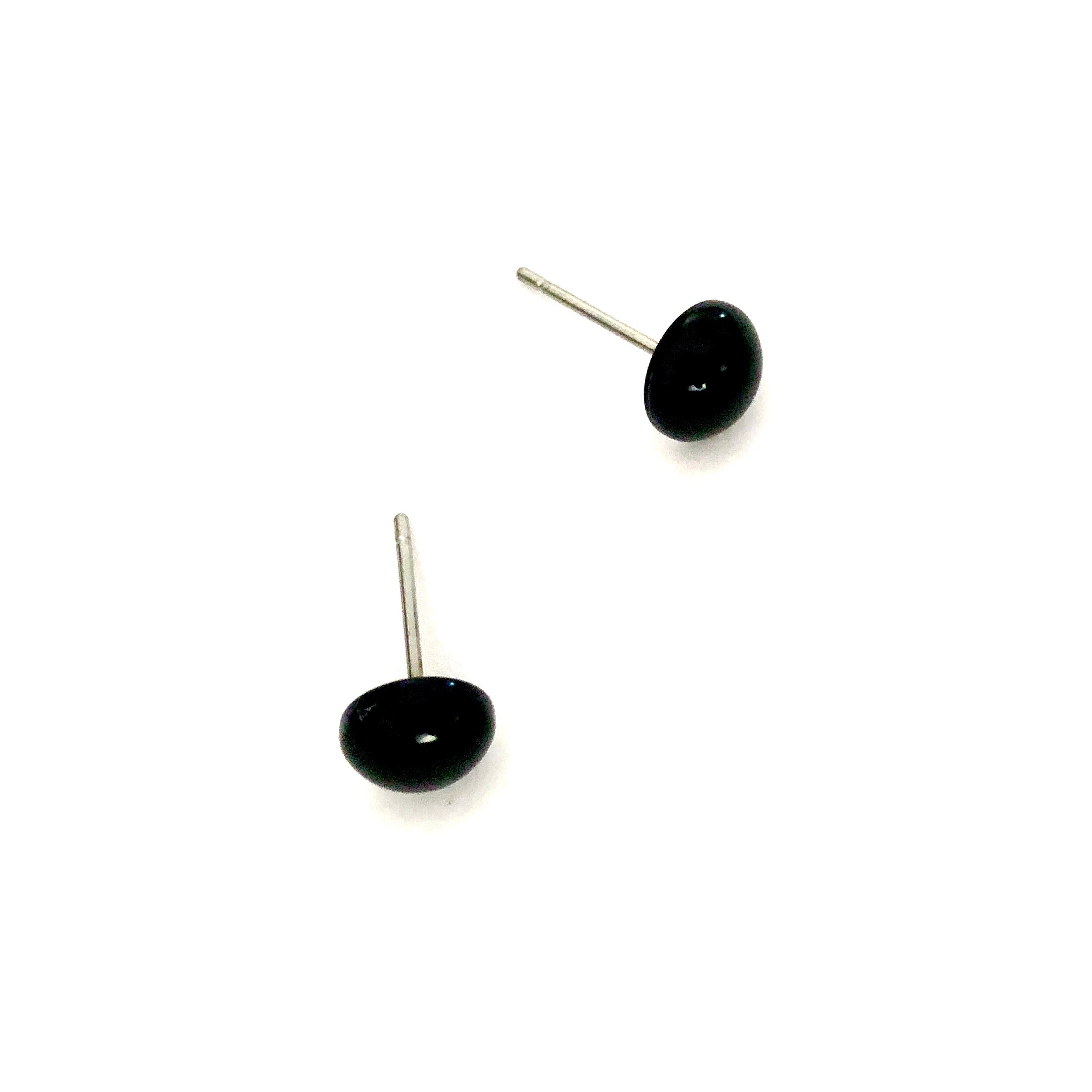 Black Small Retro Button Stud Earrings