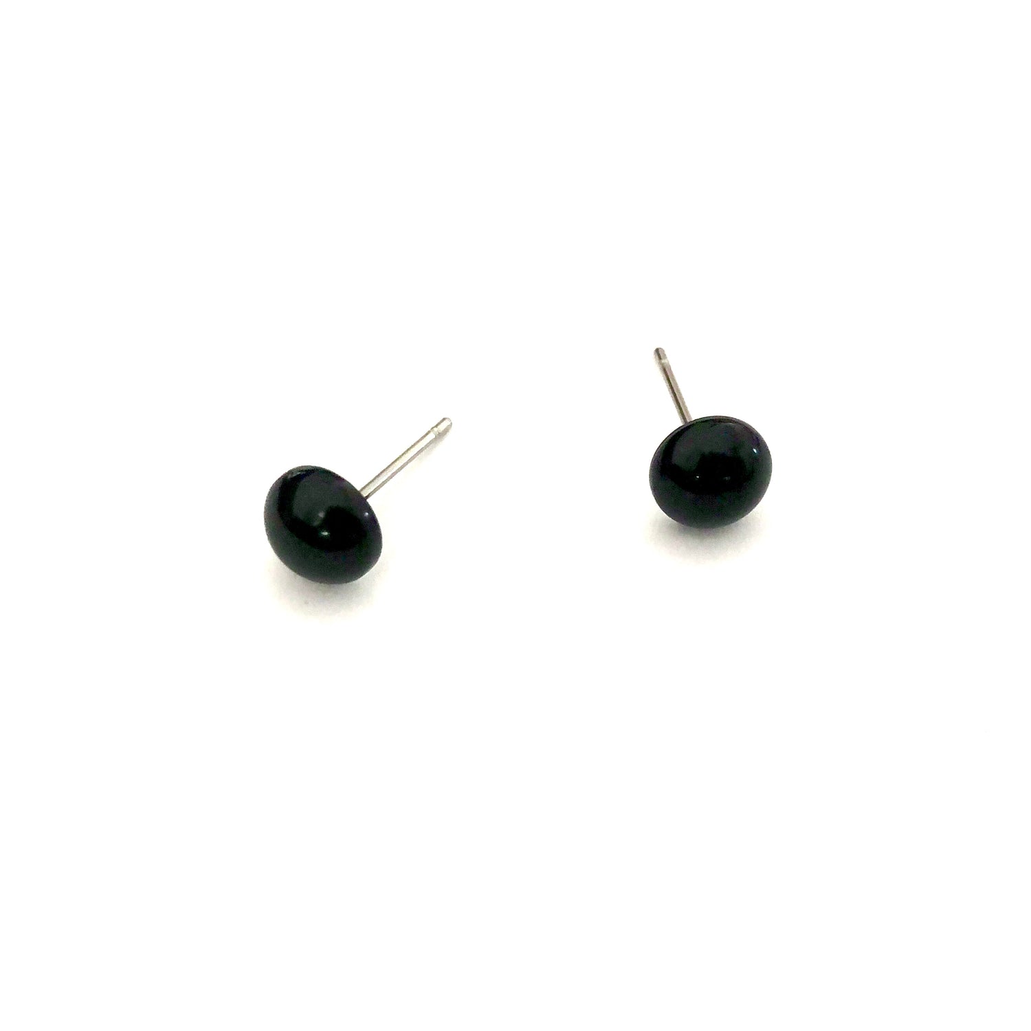 Black Small Retro Button Stud Earrings