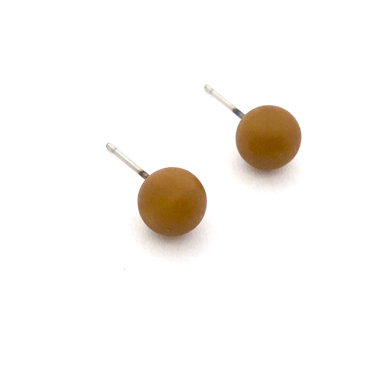 Terracotta Lucite Mini Ball Stud Earrings