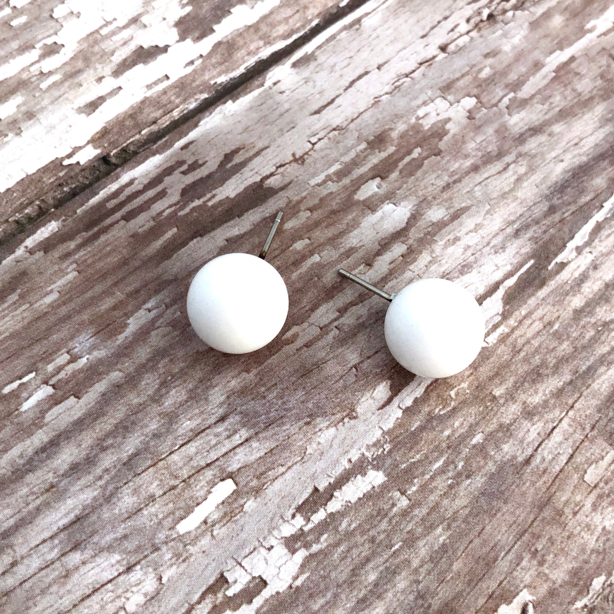 white ball earrings