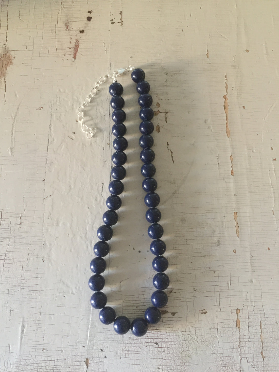 Navy Blue Marco Lucite Beaded Necklace