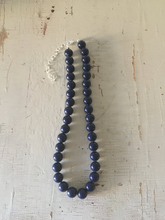 Navy Blue Mini Marco Lucite Beaded Necklace