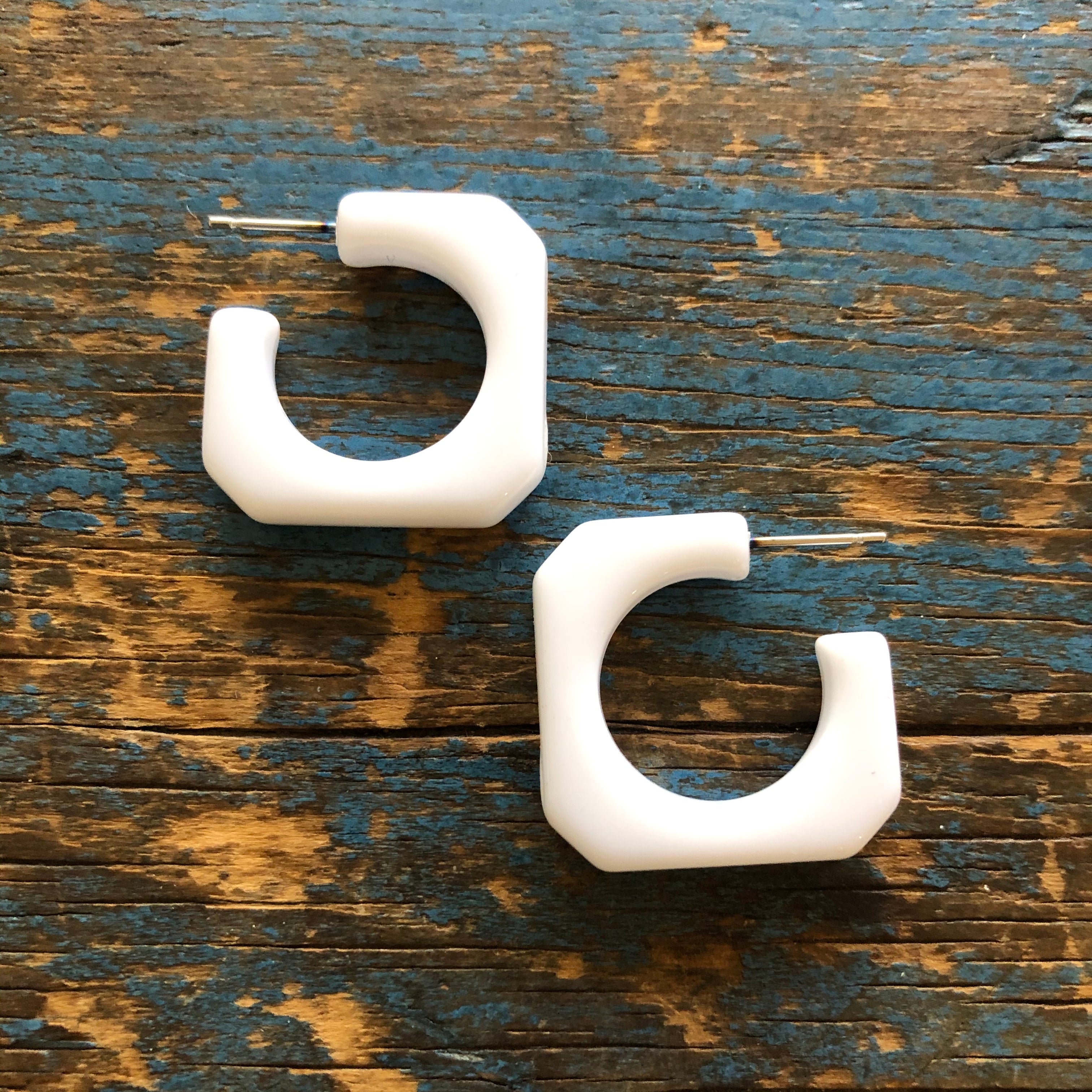 white square hoop earrings
