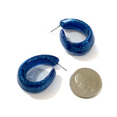 blue glitter hoop earrings