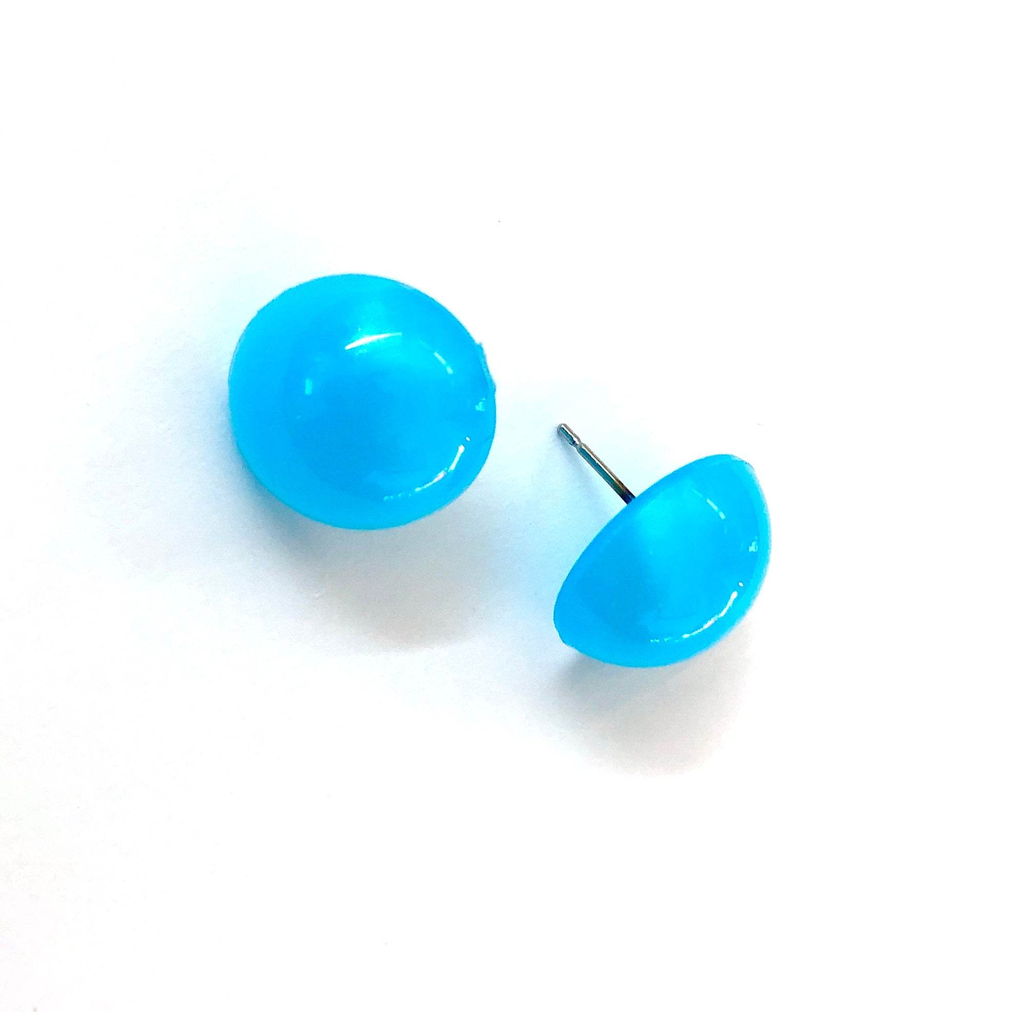 Aqua Blue Aura Glow Retro Button Studs
