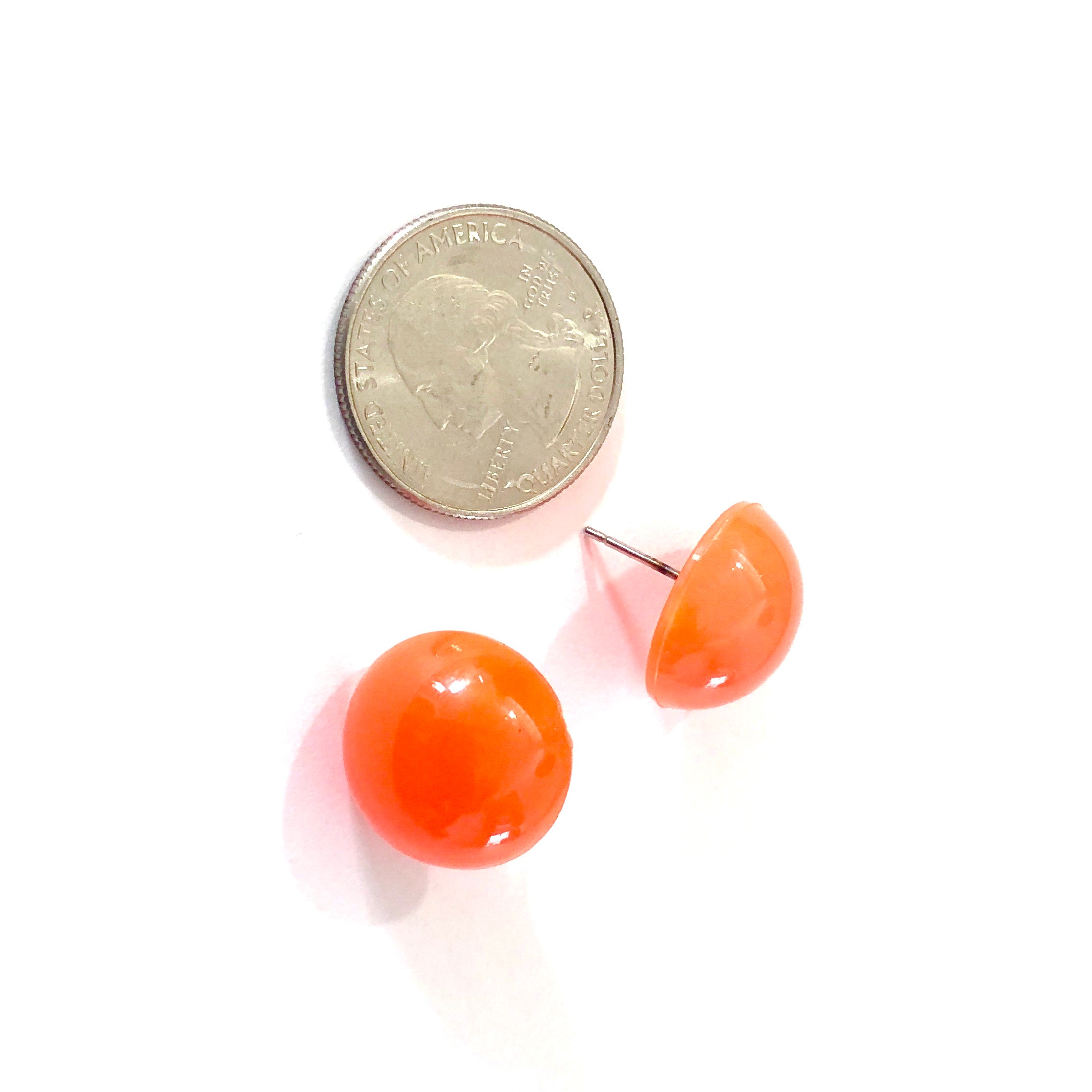 Orange Aura Glow Retro Button Studs