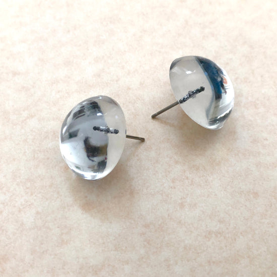 clear domed earrings