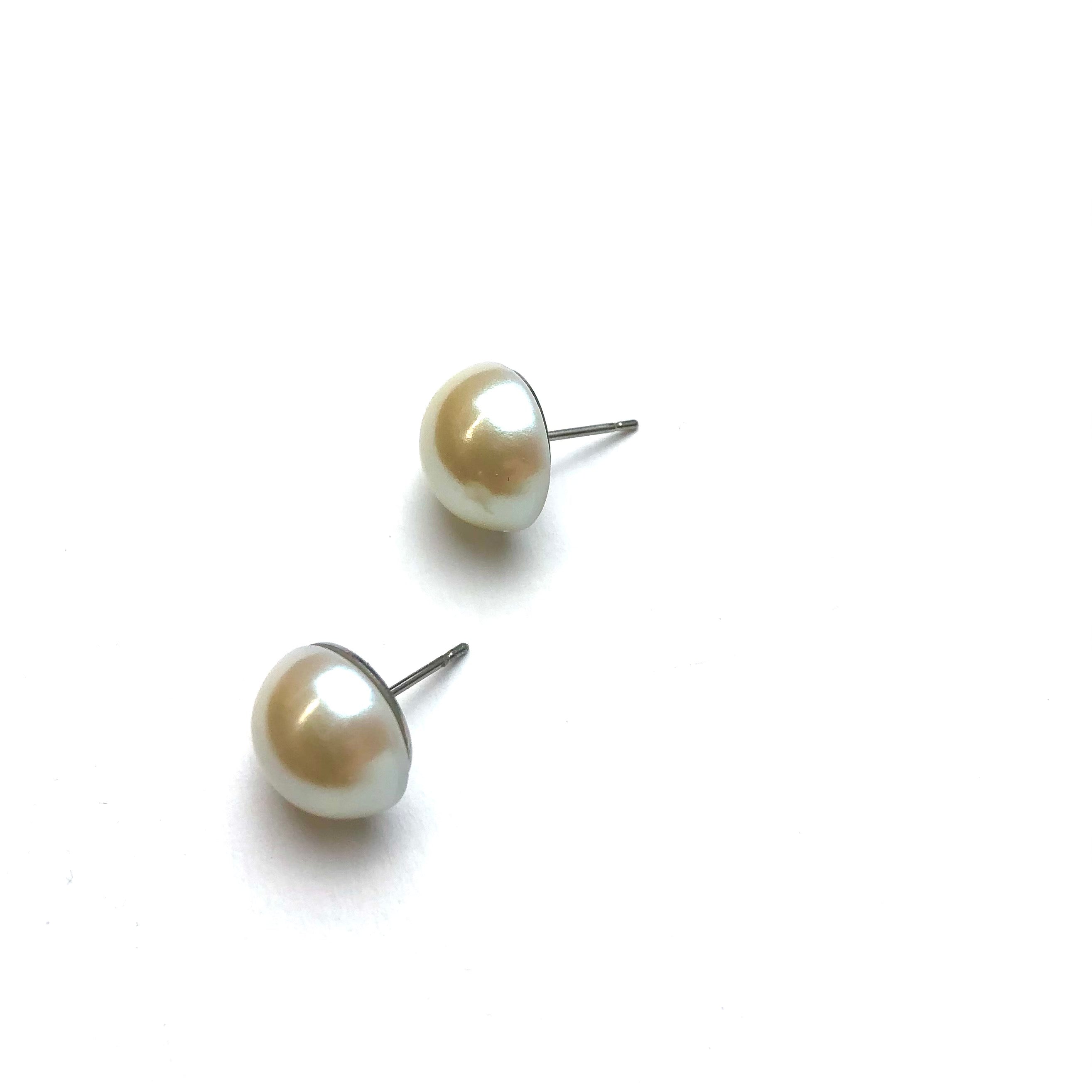 domed pearl earrings