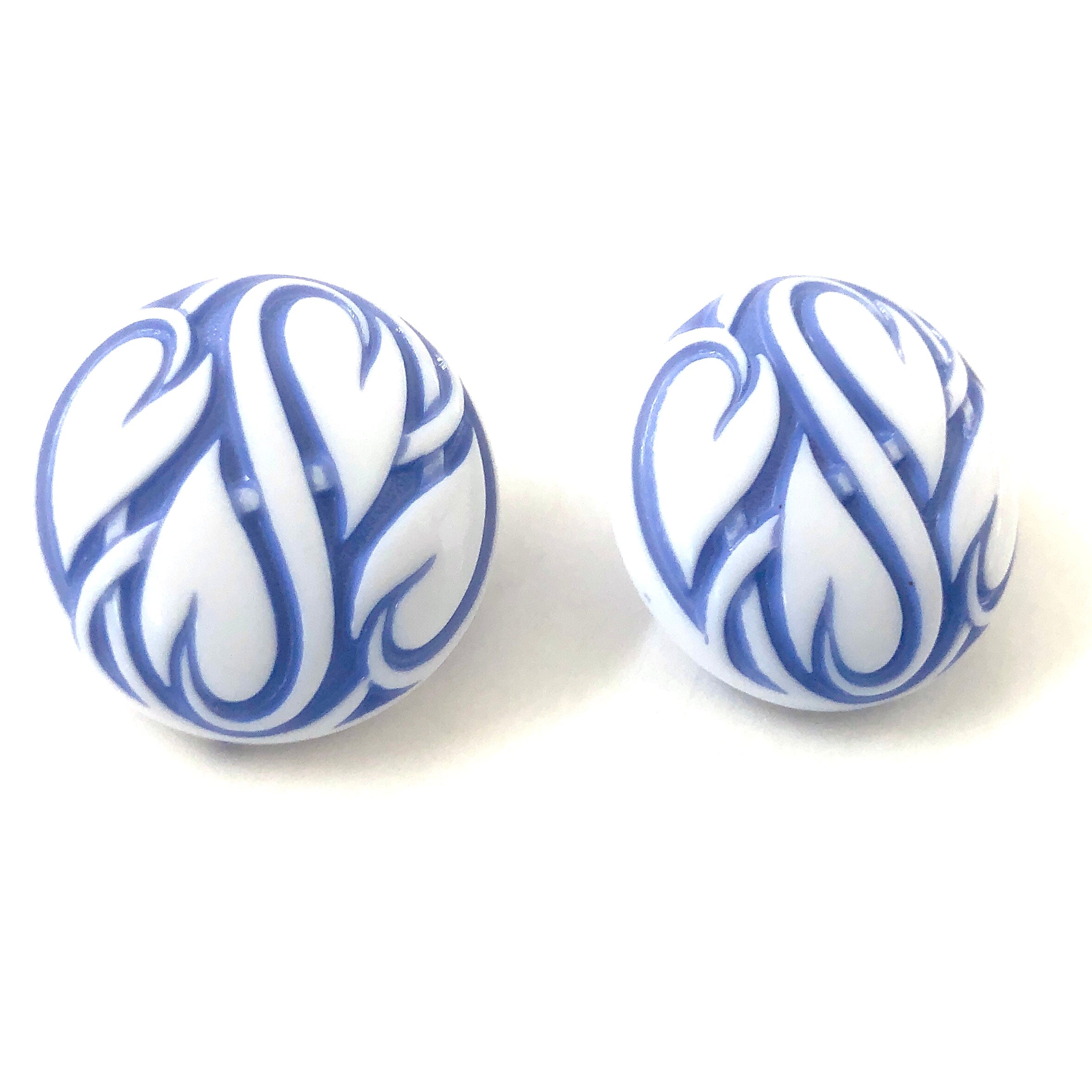 Periwinkle Hearts Aflame Retro Button Stud Earrings