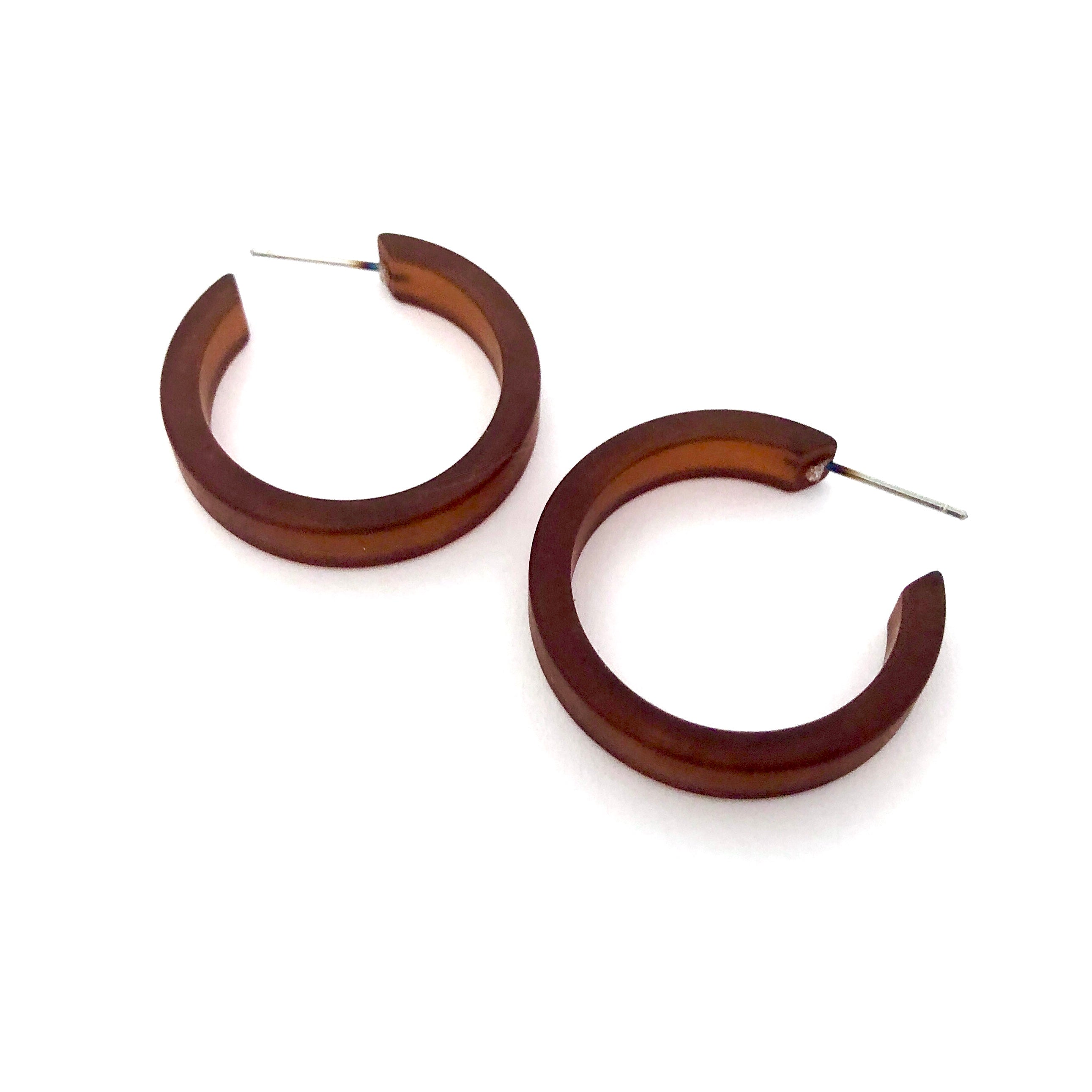 Mahogany Brown Frosted Small Classic Hoop Earrings