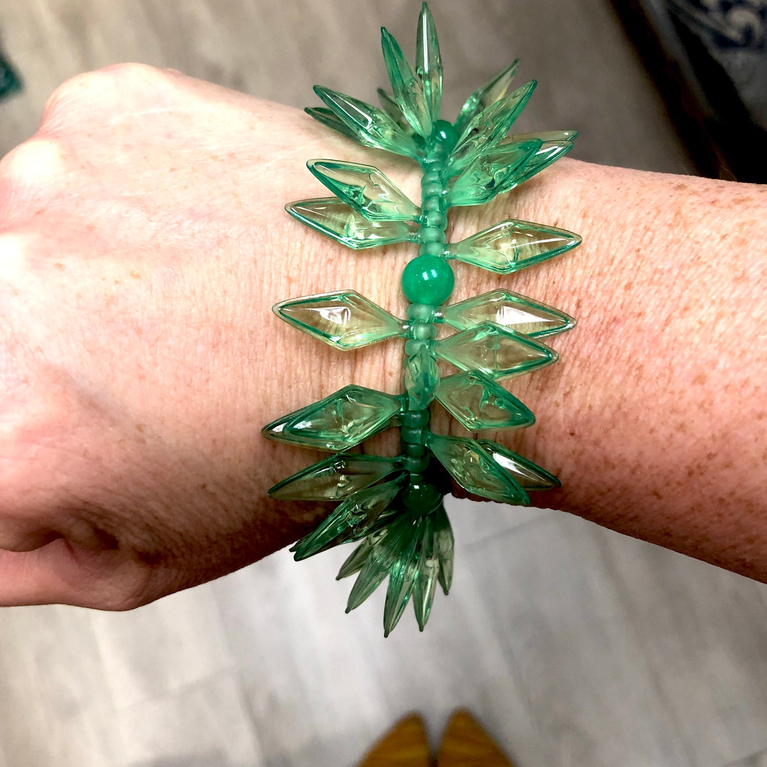 Spring Green Spiked Cha Cha Stretch Bracelet