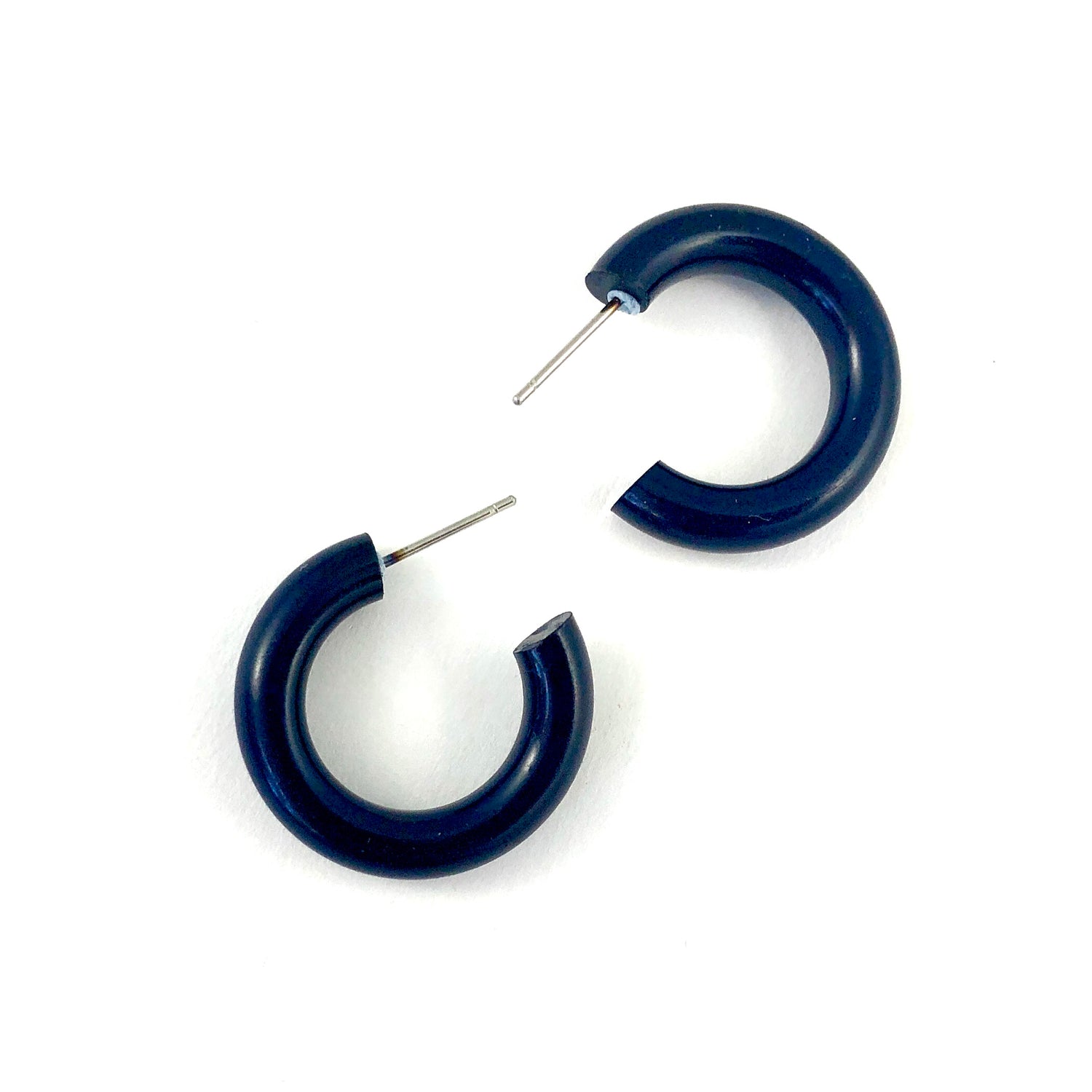 Navy Blue Lucite Tube Hoop Earrings