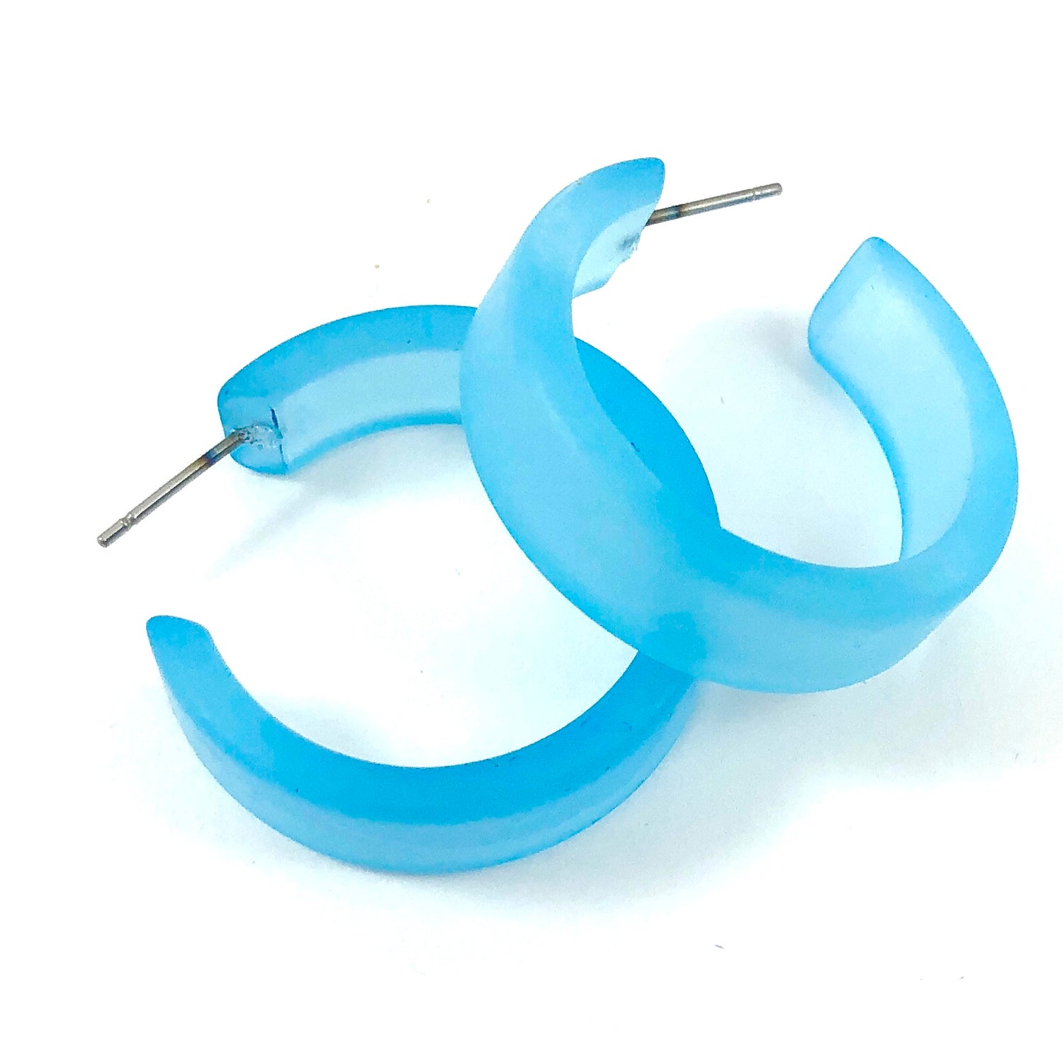 Turquoise Blue Frosted Chandler Hoop Earrings