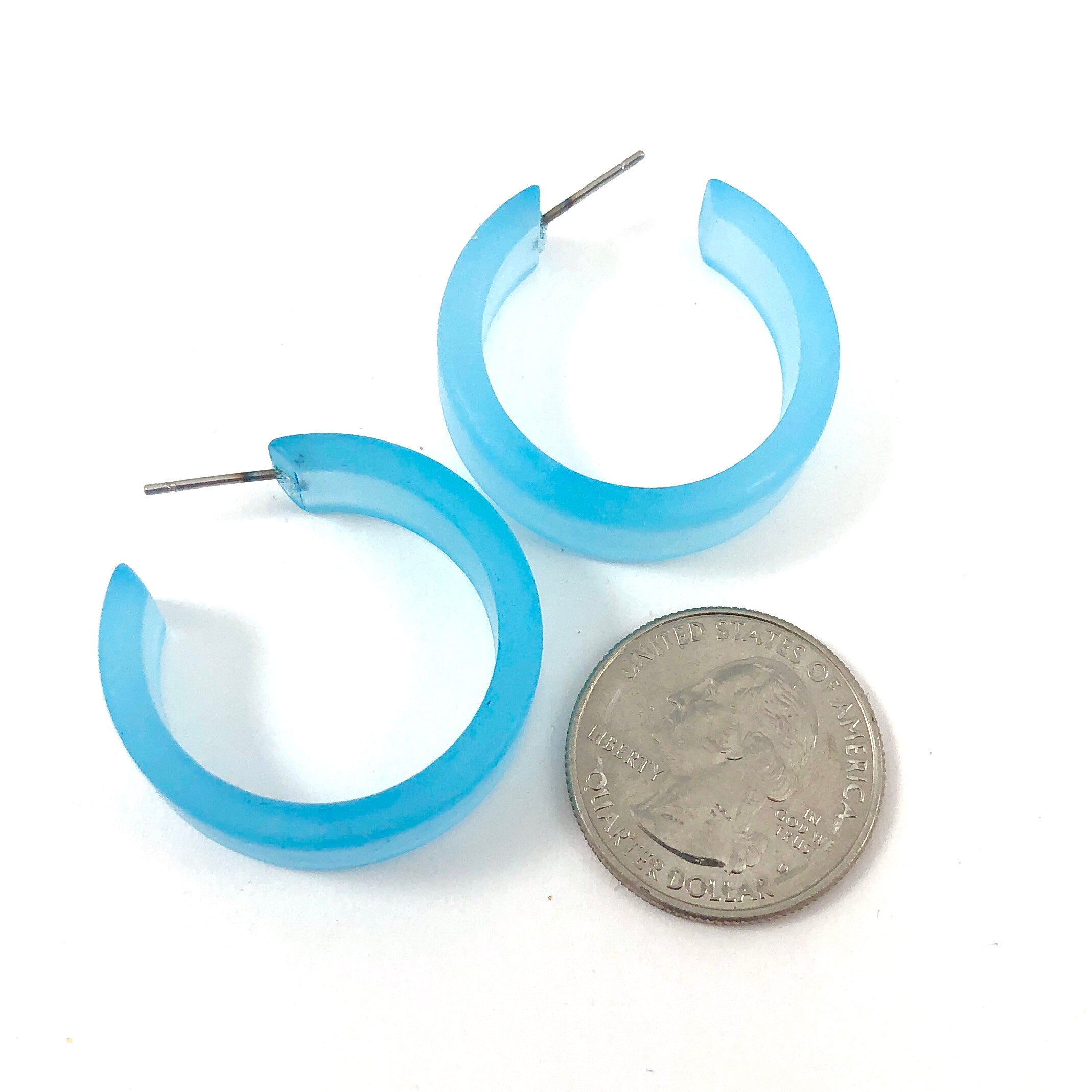 Turquoise Blue Frosted Chandler Hoop Earrings