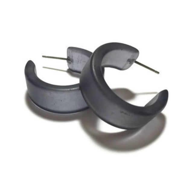 Charcoal Gray Frosted Clara Hoop Earrings