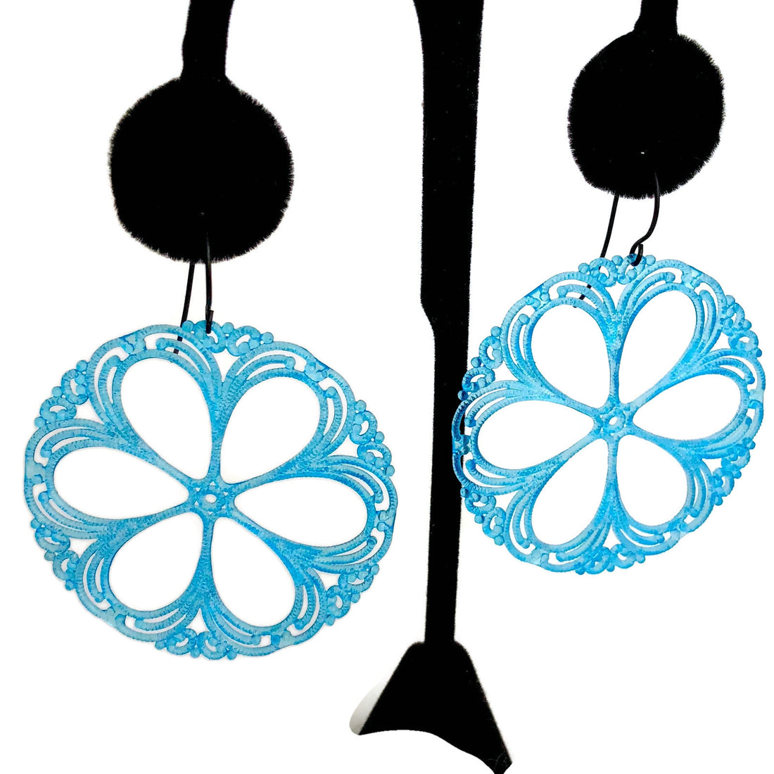 aqua blue filigree earrings