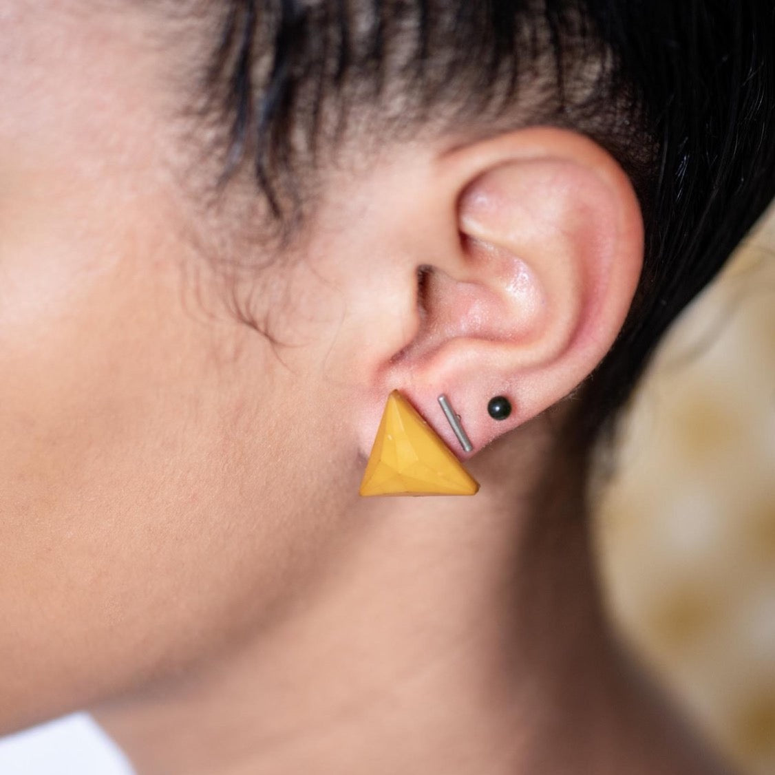 Vitrail Light Amethyst Faceted Triangle Stud Earrings