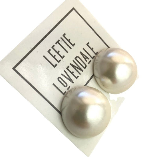 pearl button earrings