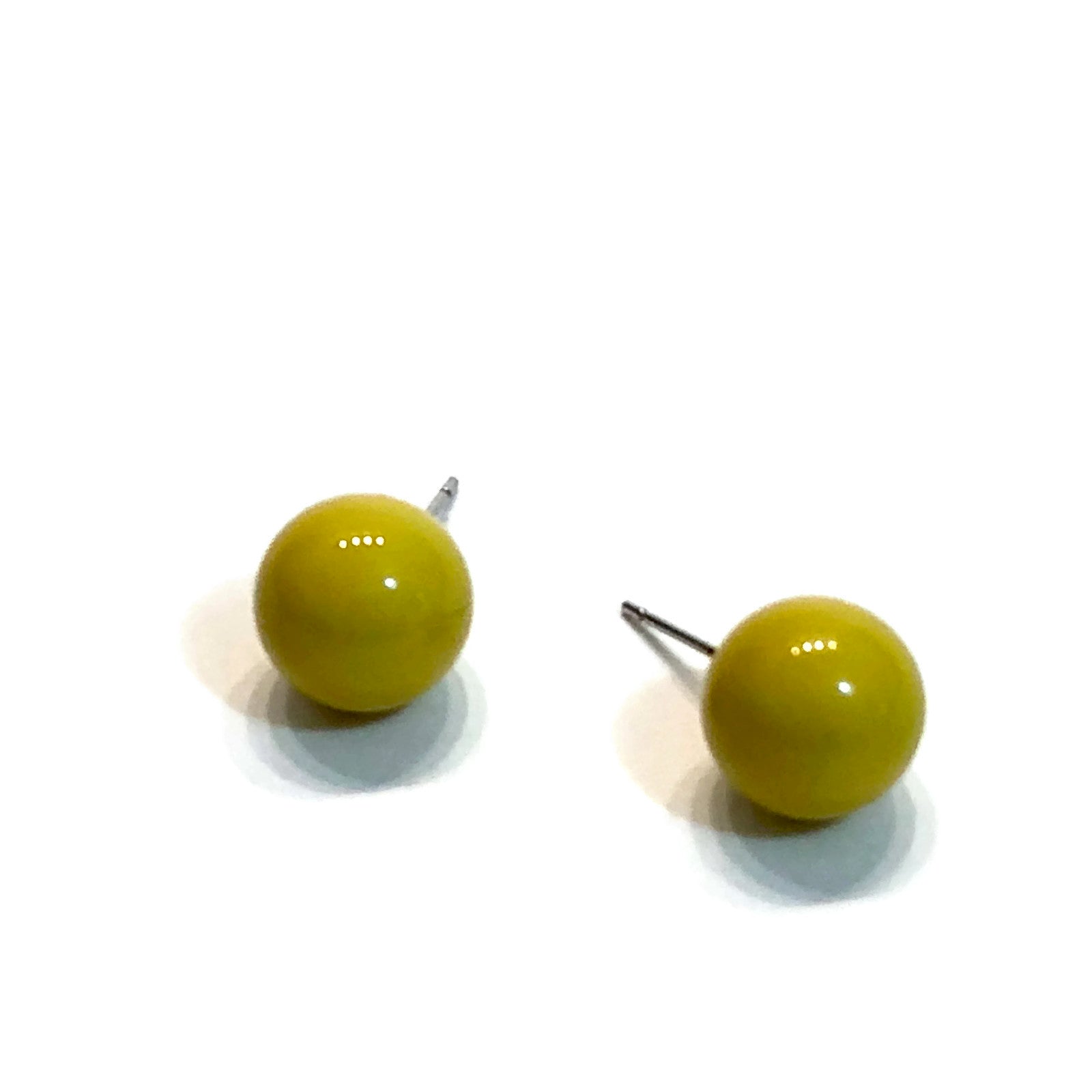 olive green stud earrings