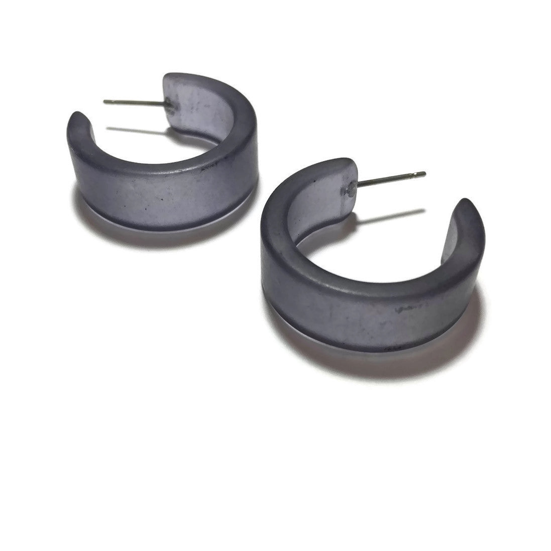 Charcoal Gray Frosted Clara Hoop Earrings