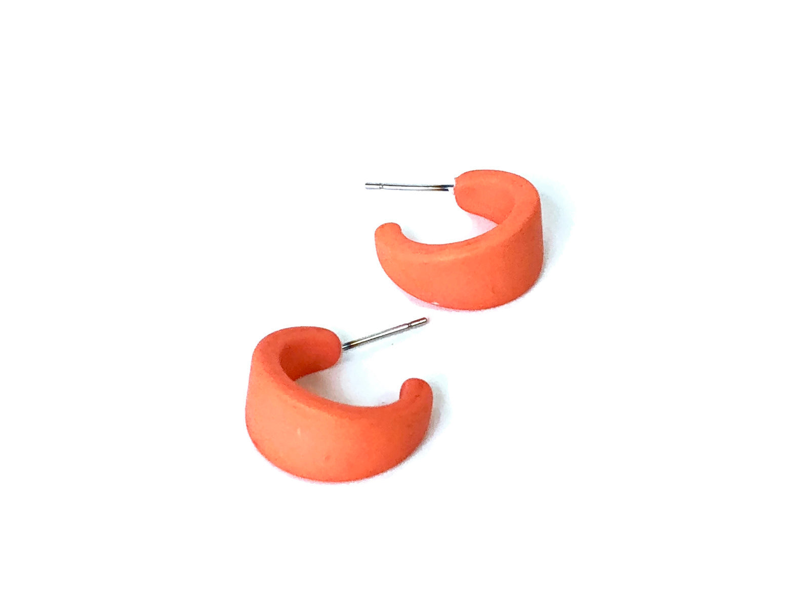 small coral hoops