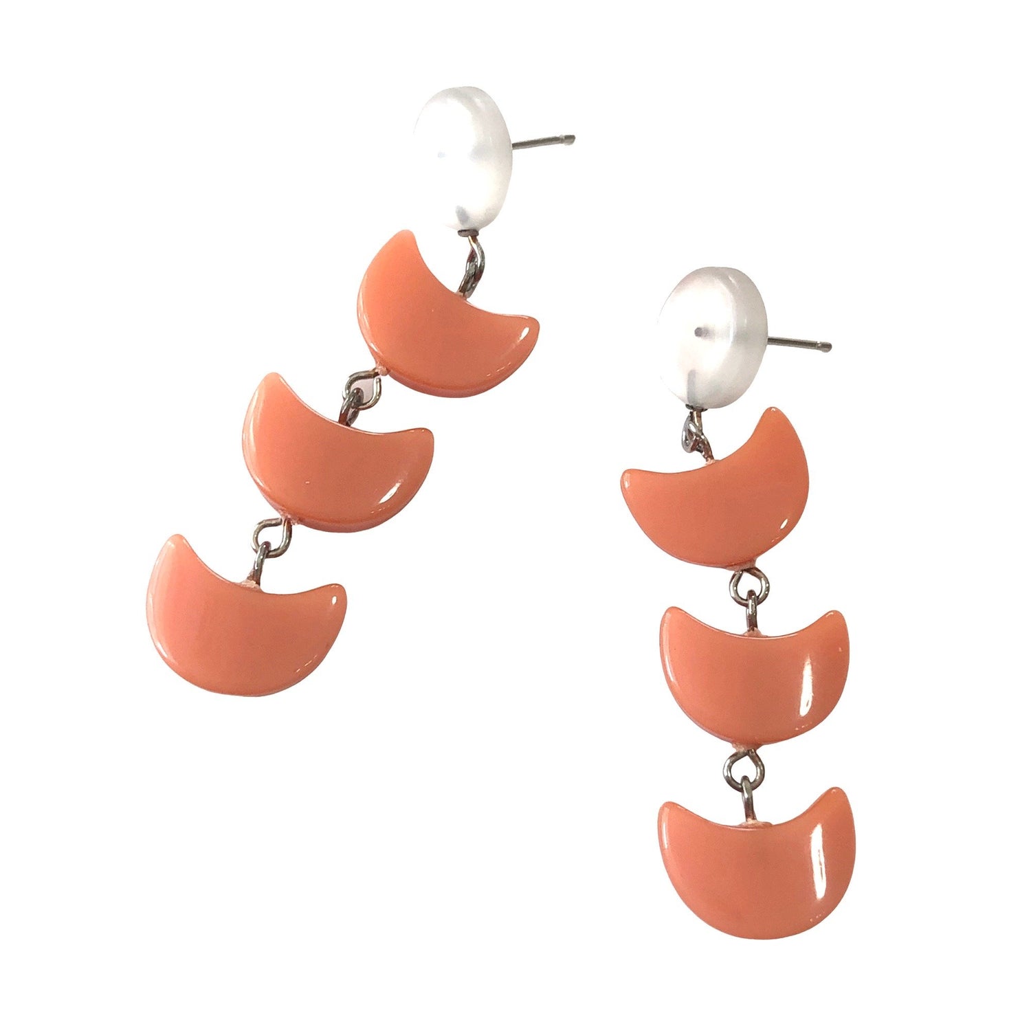 long peach earrings