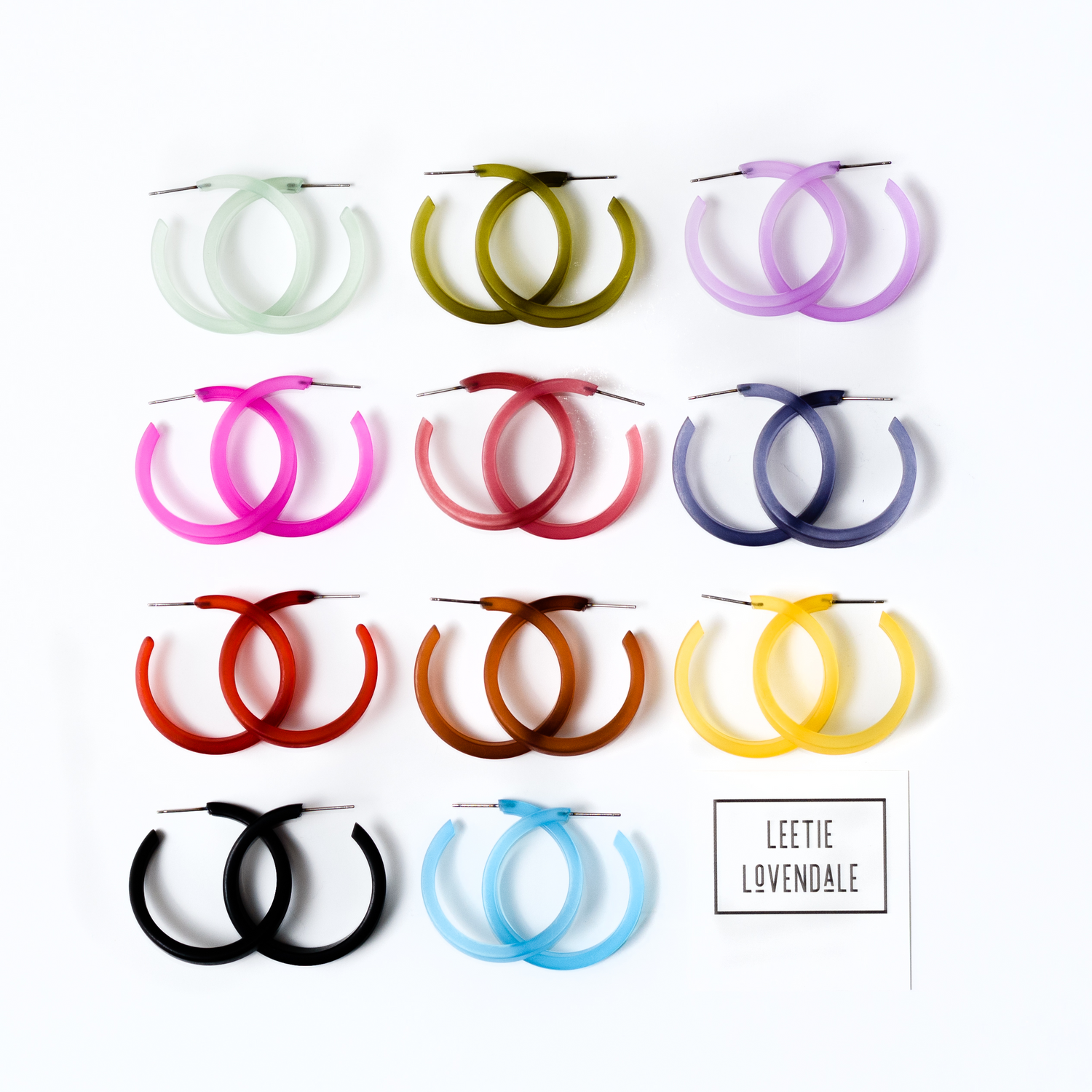 frosted rainbow hoop earrings