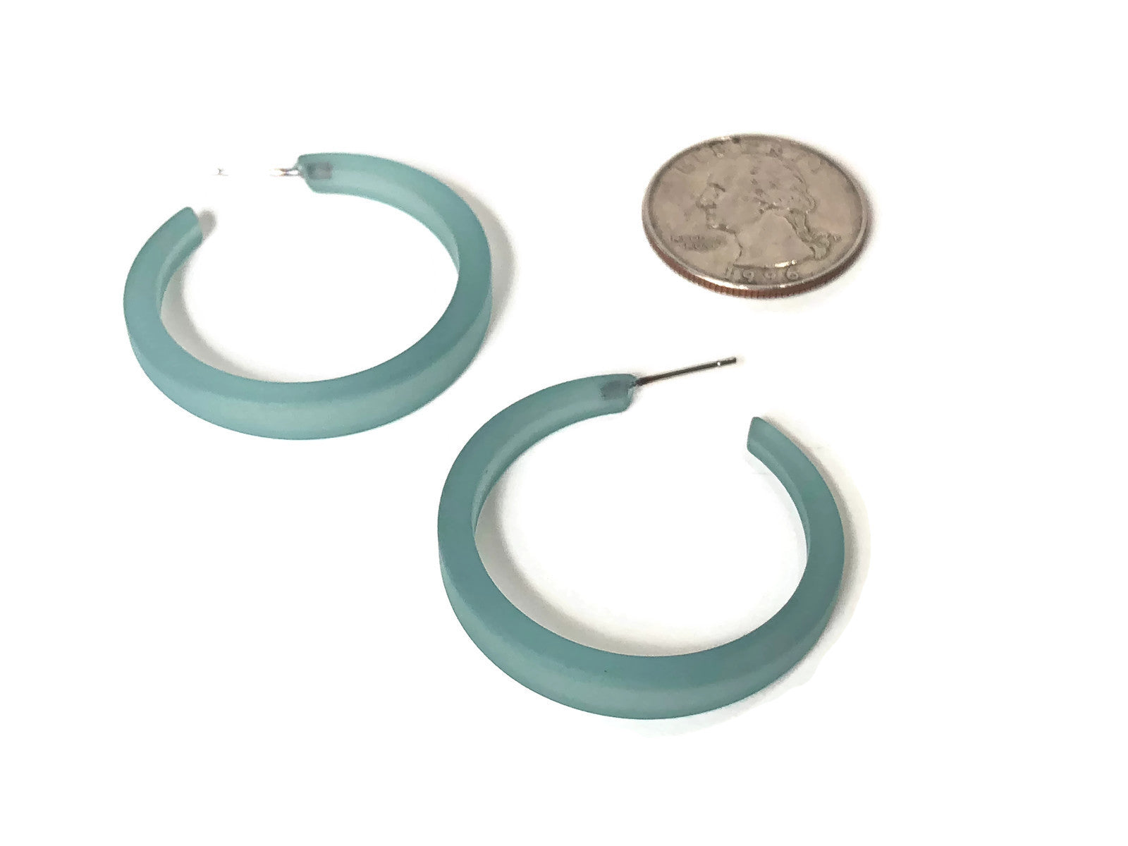 frosted teal phoenix hoops
