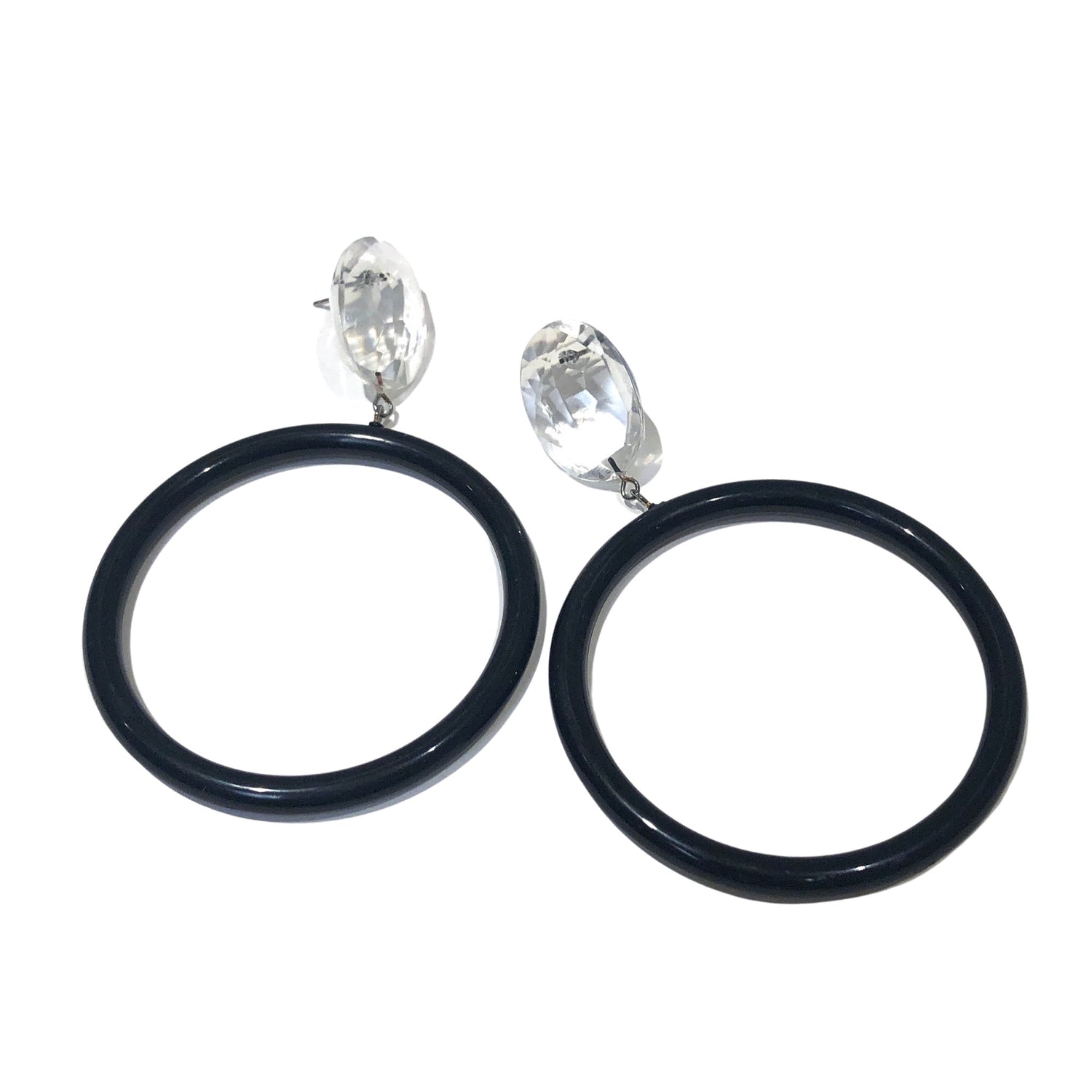 black clear earrings